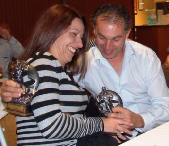 *Dean Jukic, his trophies and partner Agatha Soccio.